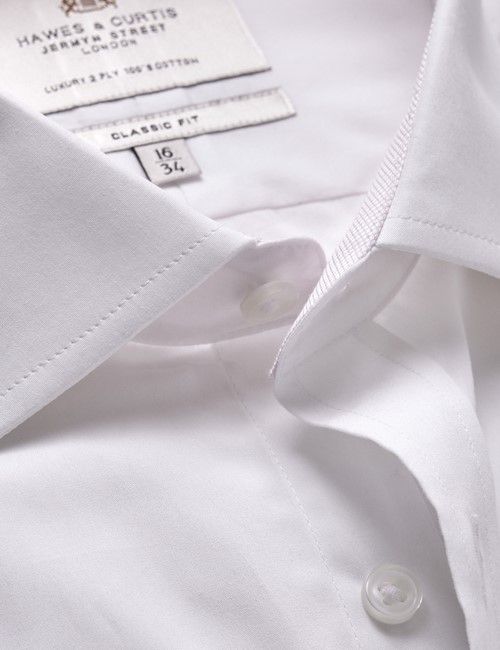 White Poplin Classic Shirt - Contrast Detail & Breast Pocket
