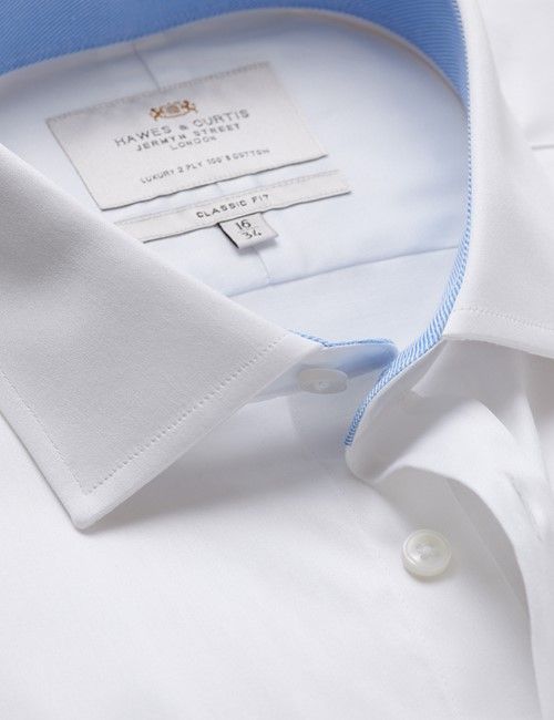 White Classic Fit Shirt - Contrast Detail & Breast Pocket