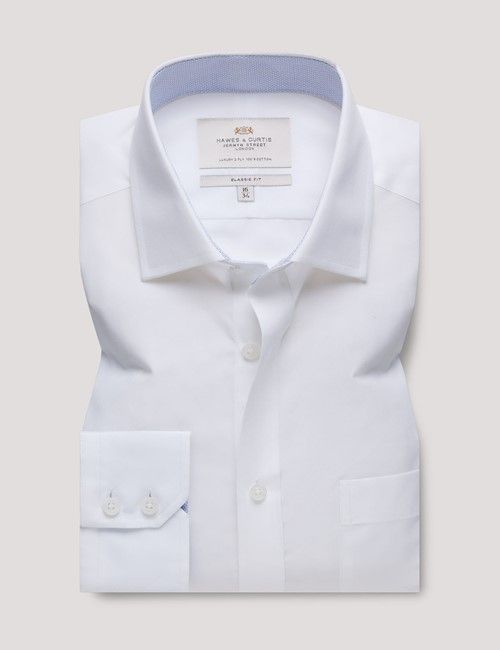 White Poplin Classic Shirt - Contrast Detail & Breast Pocket-preview