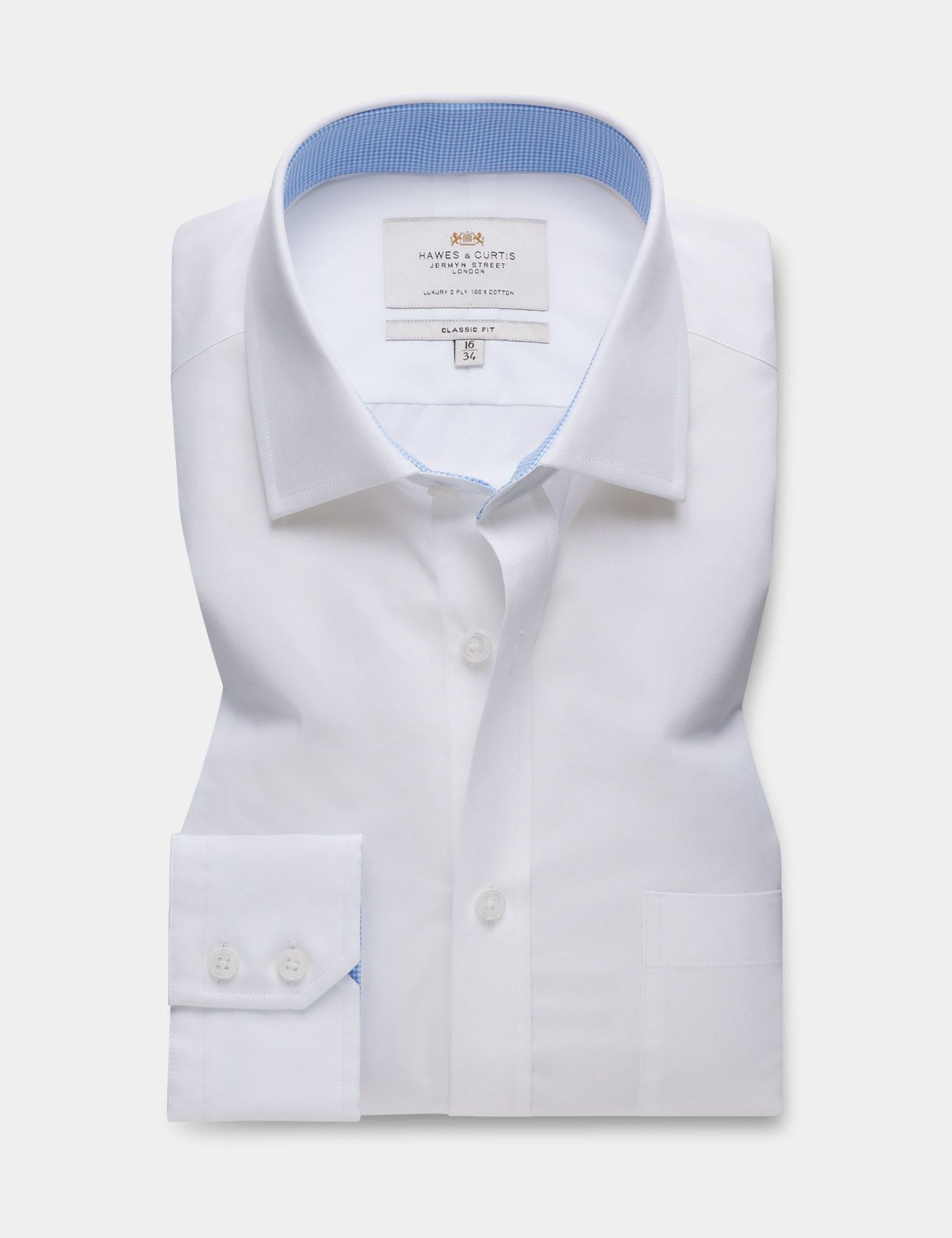 Classic Fit White Poplin Shirt - Contrast Detail  - Chest Pocket-preview