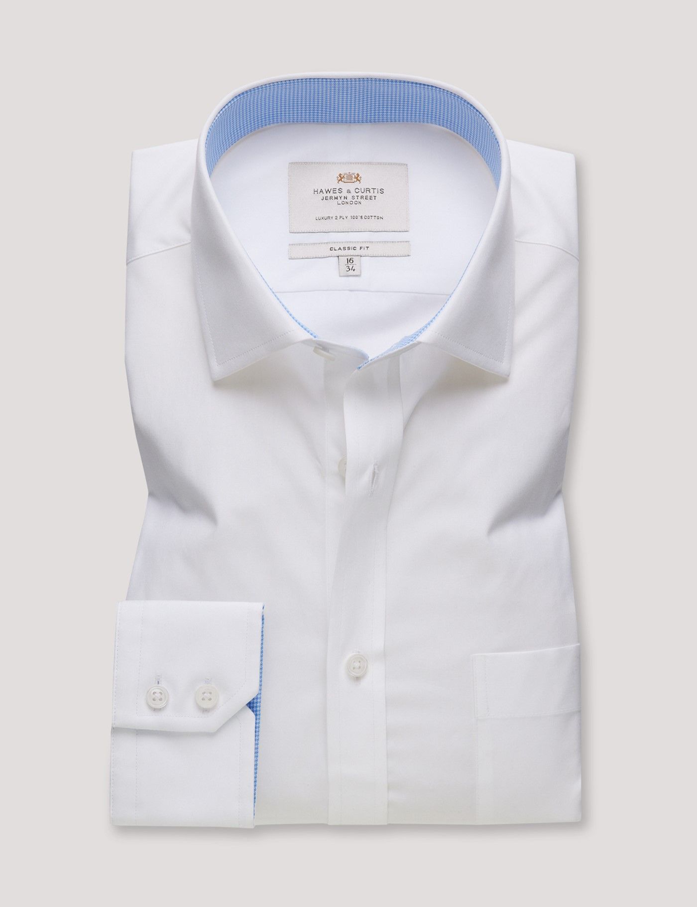 Classic Fit White Poplin Shirt - Contrast Detail  - Chest Pocket-preview
