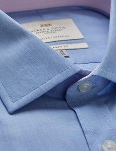 Blue End on End Classic Shirt - Contrast Detail & Breast Pocket-preview1