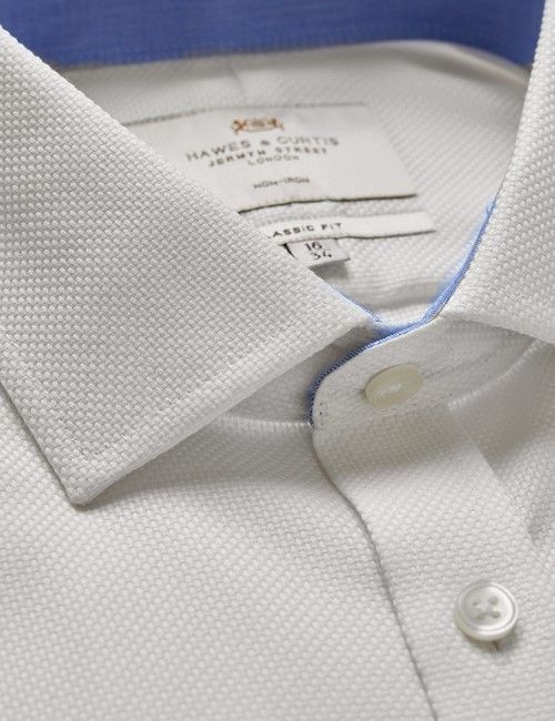 Non-Iron White Textured Weave Classic Shirt - Breast Pocket-preview