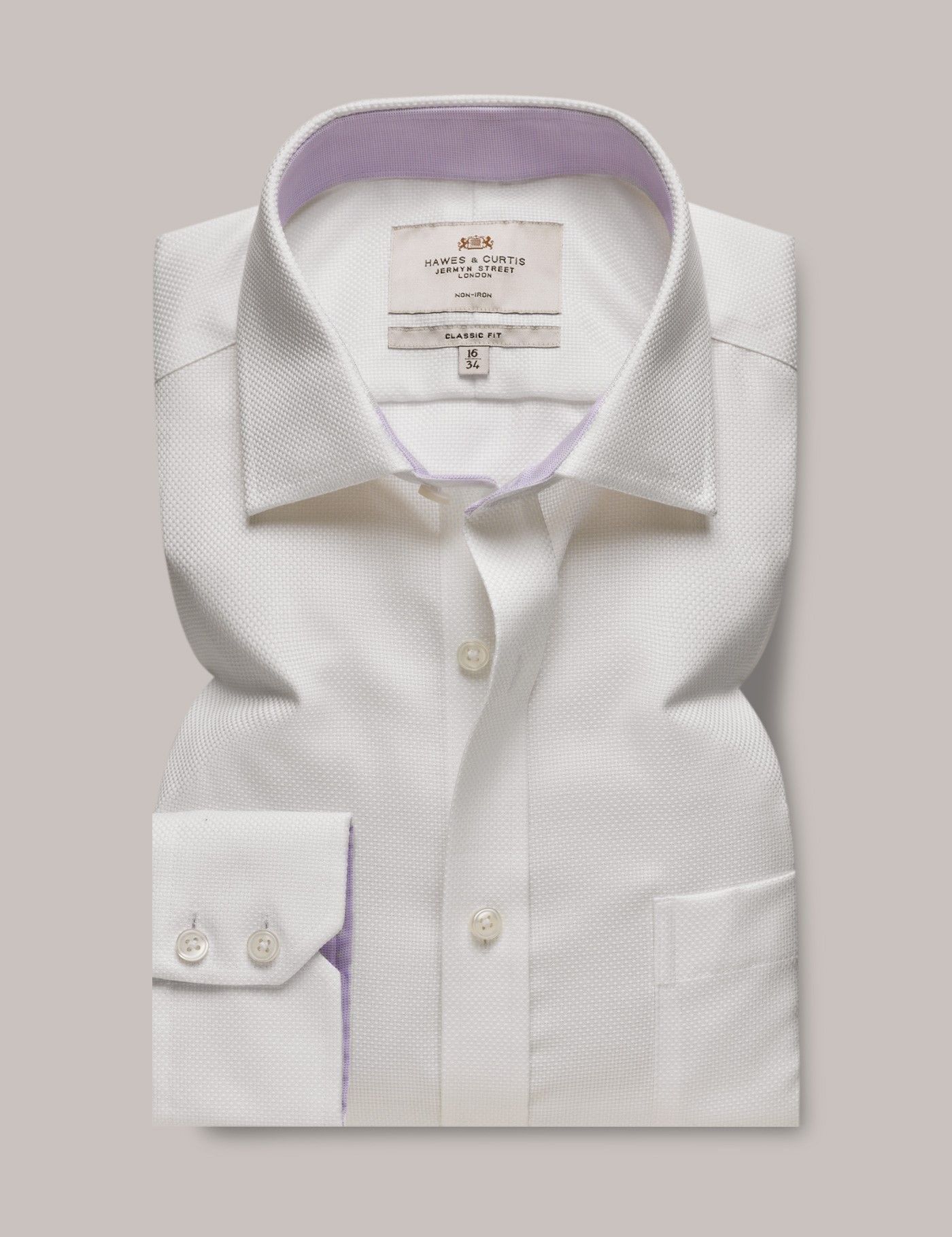 Men's Non-Iron White Textured Weave Classic Shirt - Breast Pocket ...