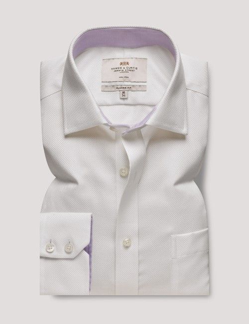 Non-Iron White Textured Weave Classic Fit Shirt - Breast Pocket-preview