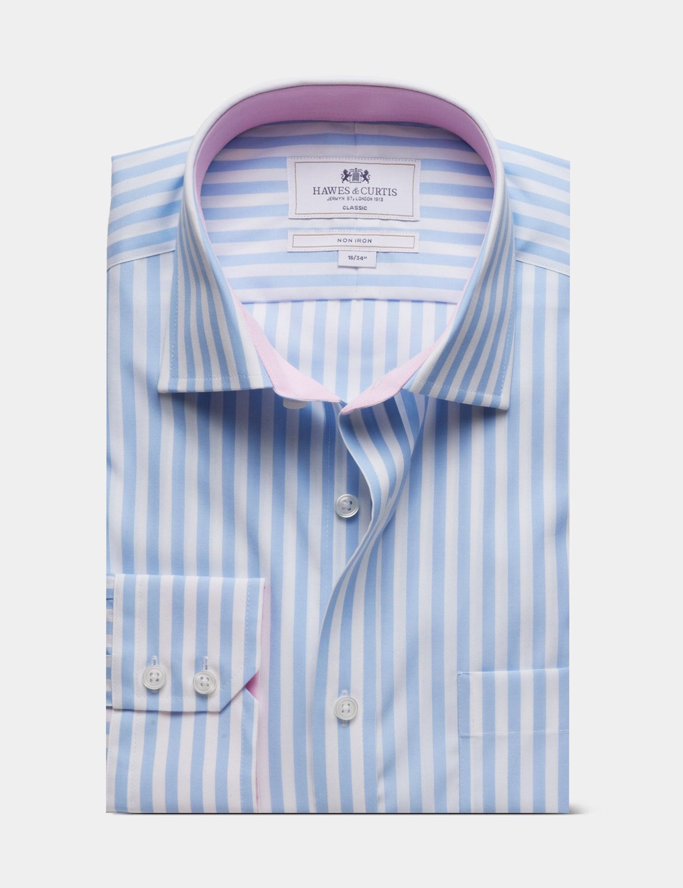 slim fit dress slacks Mens Cotton Blue Striped Slim Fit Spread Collar Wrinkle Free Dress Shirt