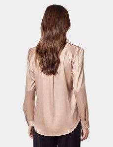 Relaxed Fit Taupe Pussybow Blouse