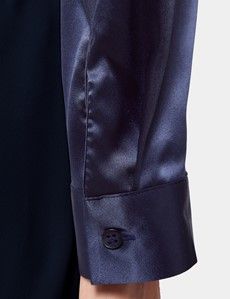 Relaxed Fit Navy Pussybow Blouse