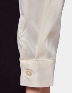 Relaxed Fit Cream Pussybow Blouse