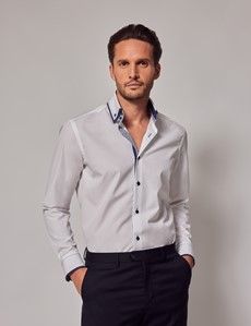 White & Navy Slim Shirt - Button Down Collar - Limited Edition-preview6