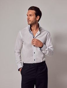 White & Navy Slim Shirt - Button Down Collar - Limited Edition-preview2