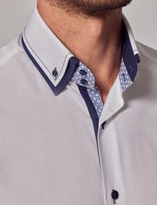 White & Navy Slim Shirt - Button Down Collar - Limited Edition-preview1