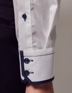 White & Navy Slim Shirt - Button Down Collar - Limited Edition-preview5