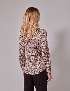 Cream & Green Zebra Pussybow Blouse-preview4
