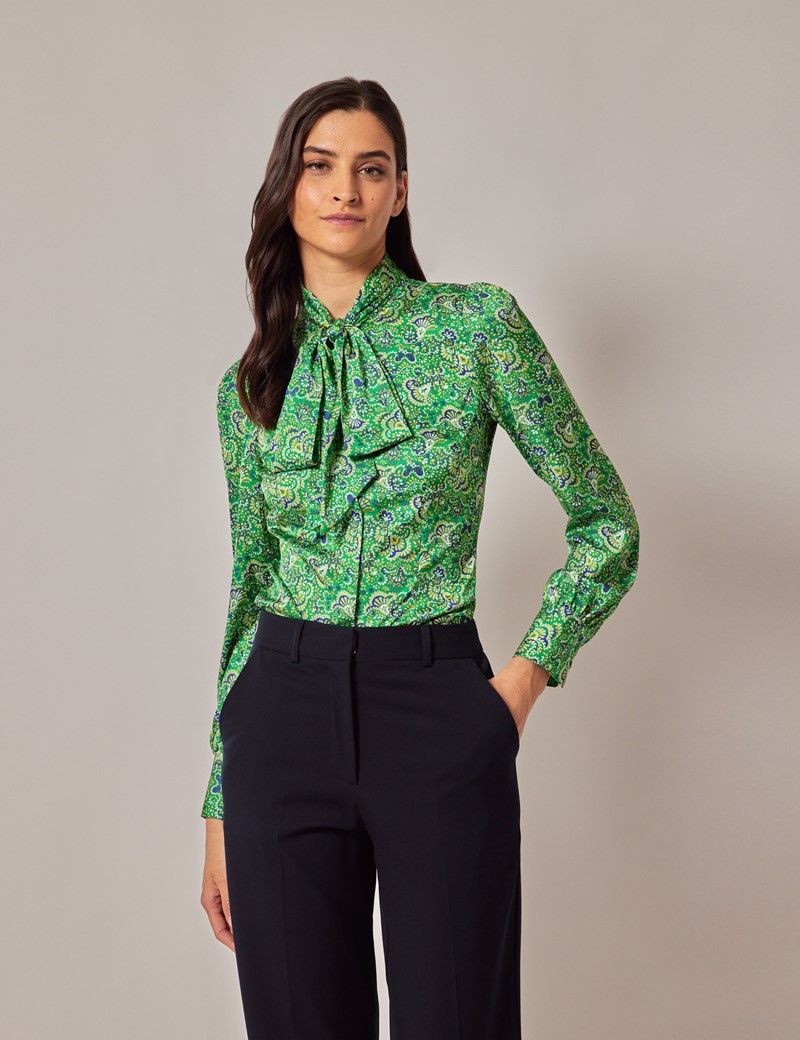 Green floral shirt womens best sale