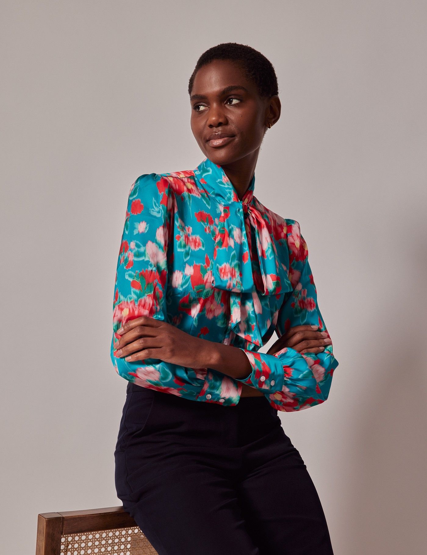 Blue Blossom Jacquard Lyla Blouse | Pomander Place