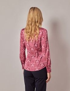 Pink & Red Paisley Satin Pussybow Blouse-preview3