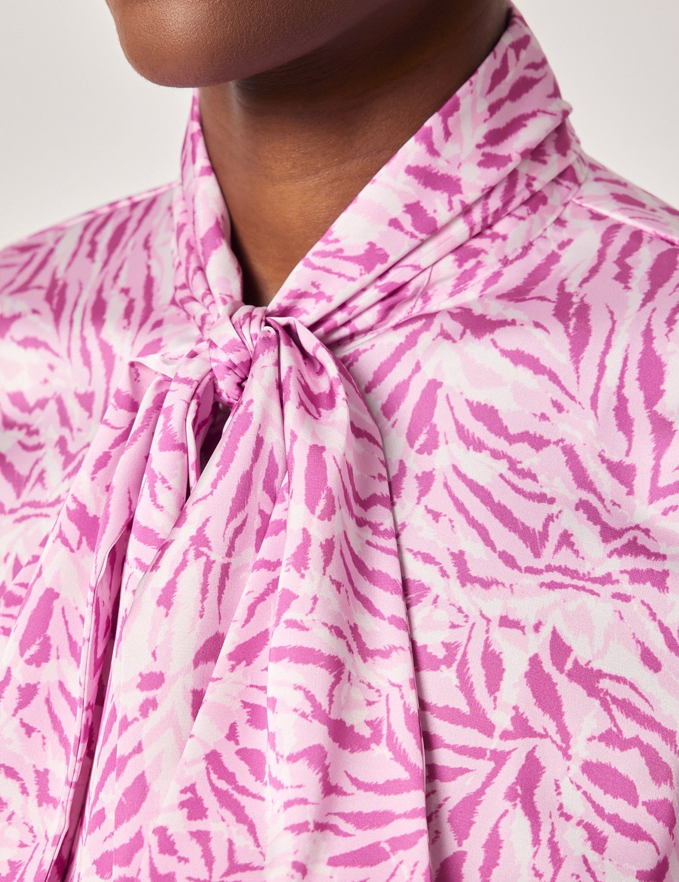 Pink & Purple Tiger Pussybow Blouse-preview