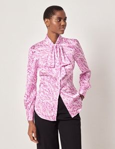 Pink & Purple Tiger Pussybow Blouse
