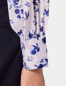 Pink & Navy Floral Pussybow Blouse