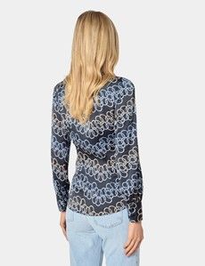 Black & Gold Chains Pussybow Blouse