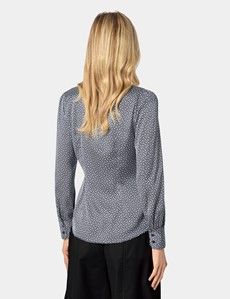 Black & White Geometric Pussybow Blouse