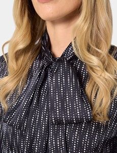 Black & White Spotted Geo Pussybow Blouse