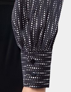 Black & White Spotted Geo Pussybow Blouse