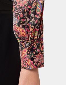 Black & Red Large Paisley Pussybow Blouse