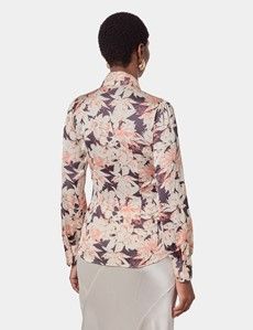 Black & Cream Floral Pussybow Blouse