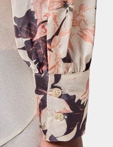 Black & Cream Floral Pussybow Blouse