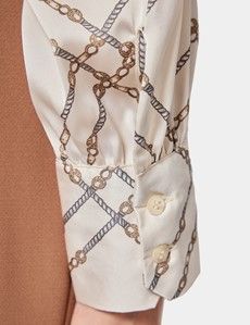 Cream & Gold Chains Pussybow Blouse