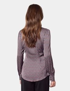 Black & Red Dot Geo Pussybow Blouse