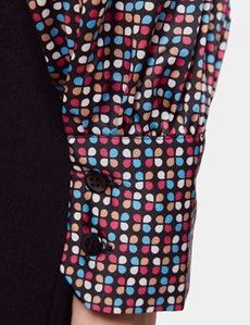 Black & Red Dot Geo Pussybow Blouse