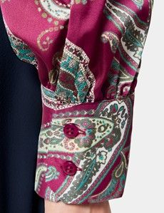 Wine & Green Large Paisley Pussybow Blouse