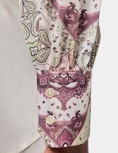 Cream & Green Paisley Pussybow Blouse