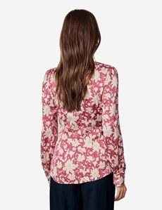 Red & Cream Floral Pussybow Blouse