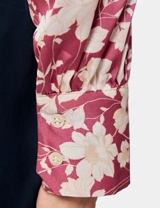 Red & Cream Floral Pussybow Blouse