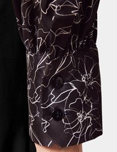 Black & White Floral Pussybow Blouse