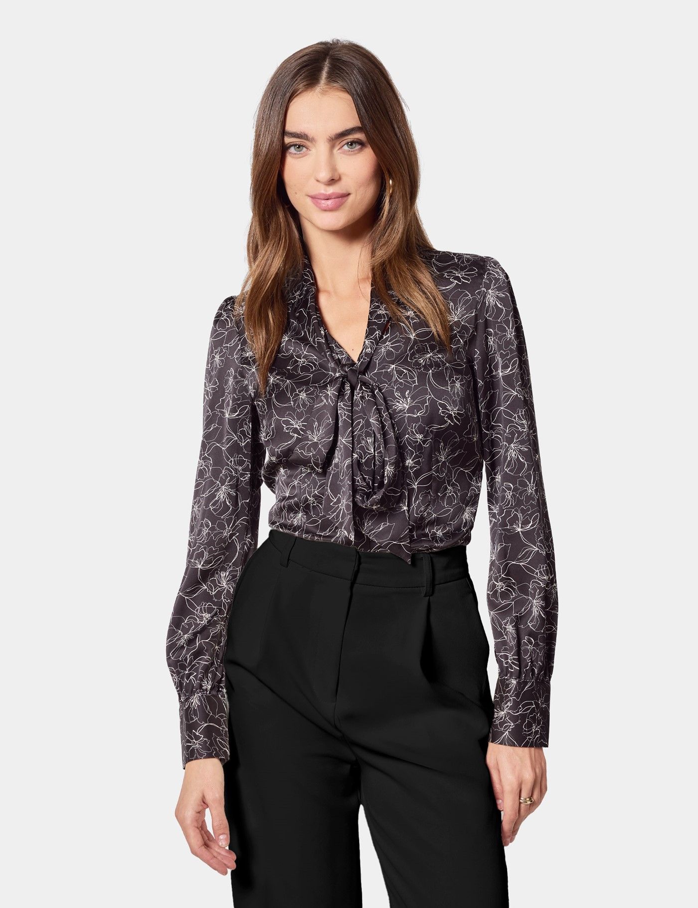 Kaylynn Tailored Button Down White Tunic Blouse - Small (4-6) / White, image size:1400x1820