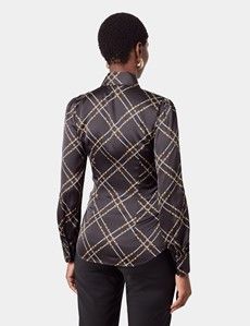 Black & Gold Chains Pussybow Blouse