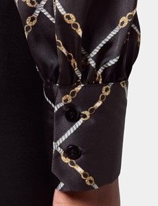 Black & Gold Chains Pussybow Blouse