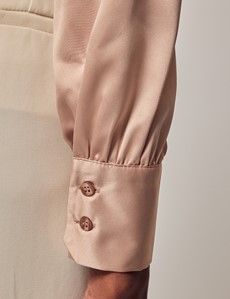 Taupe Satin Pussybow Blouse-preview3