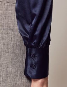 Navy Satin Pussybow Blouse-preview3