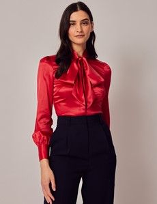 Red Pussybow Blouse