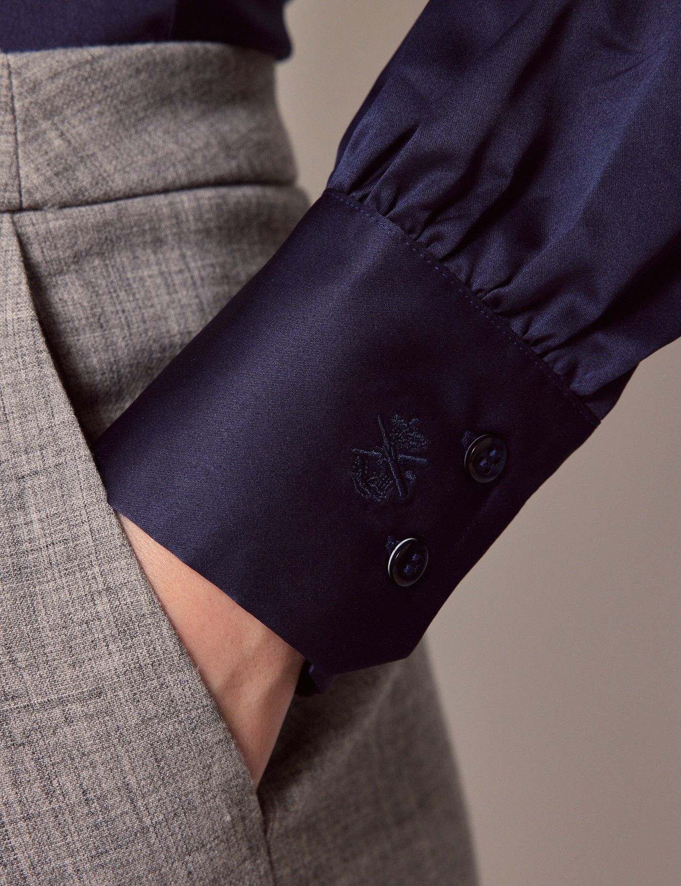 Navy Satin Pussybow Blouse - Lord's Limited Edition-preview