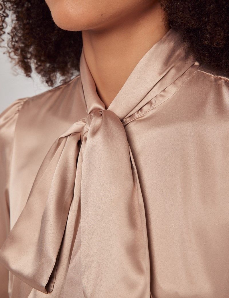 Taupe Pussybow Blouse-preview