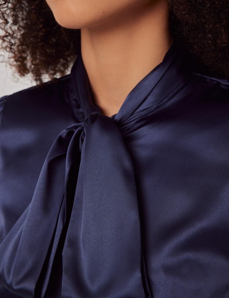 Navy Pussybow Blouse-preview