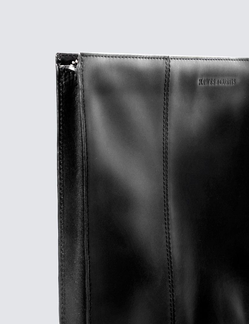 Men s Black Leather Document Holder Hawes Curtis