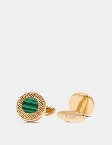 Green & Gold Textured Round Cufflinks